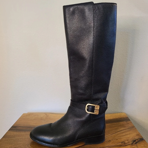 Tory Burch Brook Black Tumbled Leather Knee Boot - Picture 10 of 12